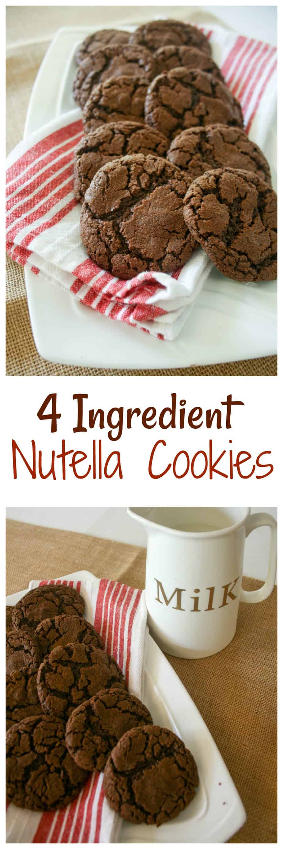4 Ingredient Nutella Cookies are the simplest, yest most delicious chocolate cookie you will ever taste. So easy to make and perfect for kids to help in the kitchen!