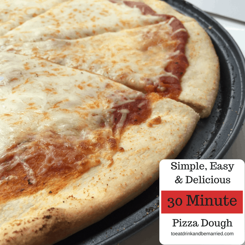 Pizza dough ready in under 30 minutes. Add all of your favorite toppings and make this a new tradition!