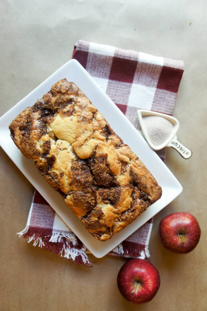 Fall Harvest Apple Bread is the perfect treat for a chilly evening. Serve on Thanksgiving with family or as a baked goods gift!