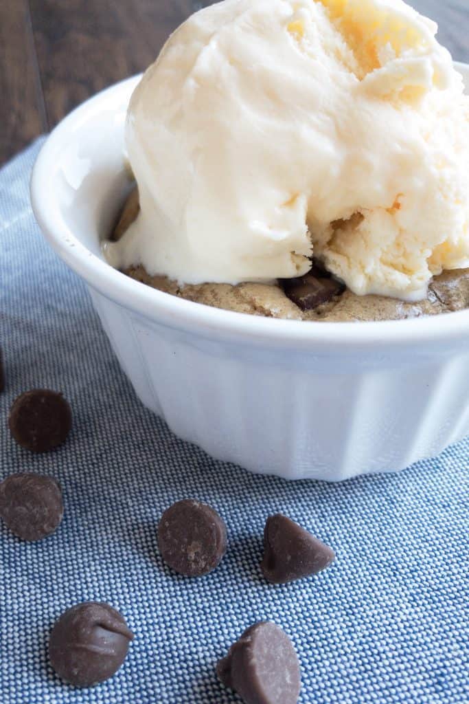 The perfect single serving deep dish chocolate chip cookie around!
