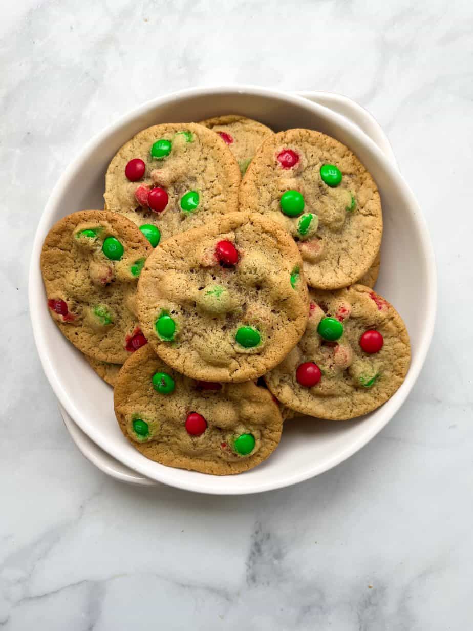 Easy 5 Ingredient M&M Christmas Cookies