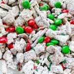 Reindeer food puppy chow is the perfect Christmas treat full of peanut butter, chocolate, M&M's and lots of crunchy salty treats too!