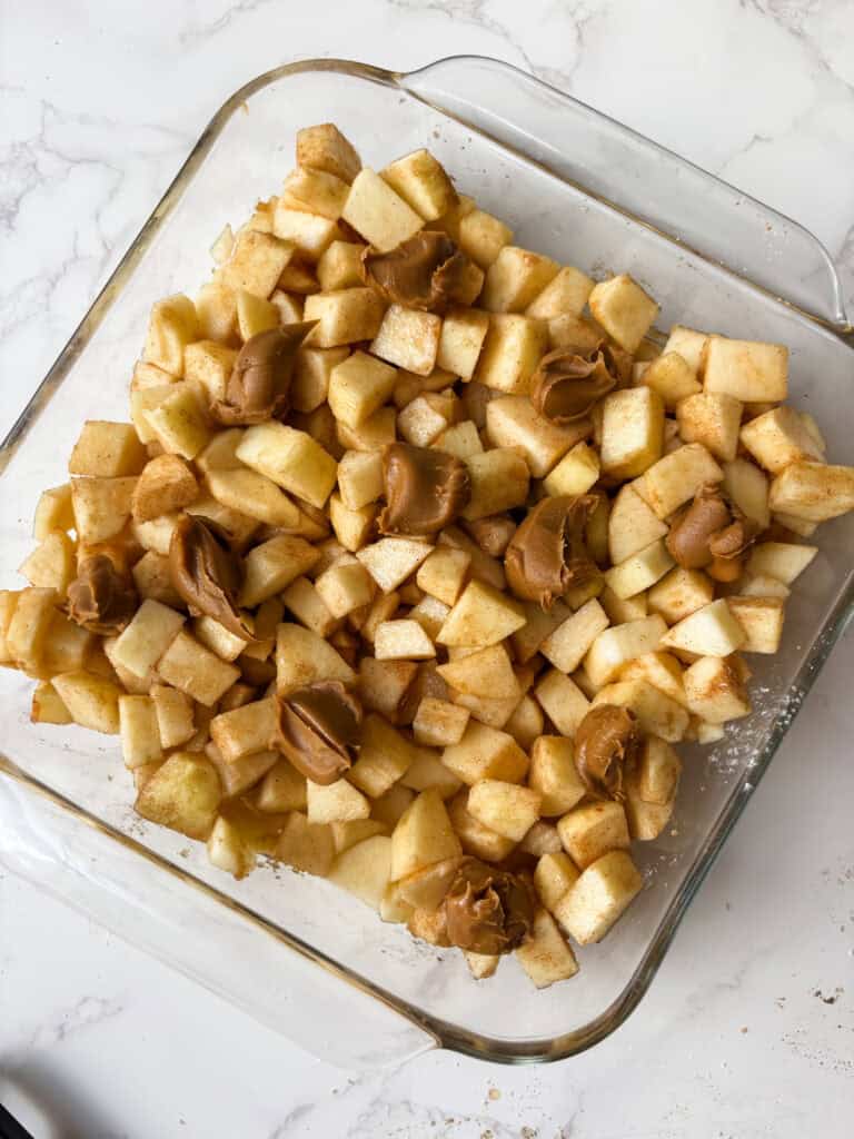 spiced apples with dollops of cookie butter